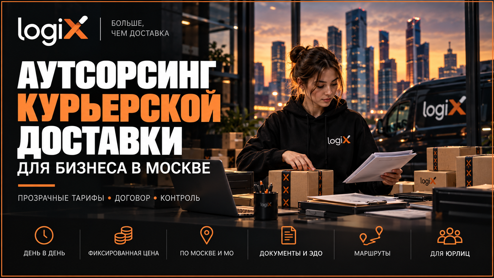 Аутсорсинг курьерской доставки для бизнеса в Москве — logiX